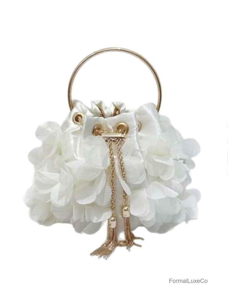 Floral Bucket Clutch Purse With Chain Elegant Evening Bag